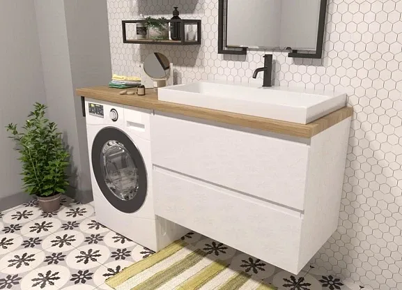 Тумба с раковиной Эстет Malibu Luxe 155 ФР-00007114 подвесная правосторонняя 2 ящика