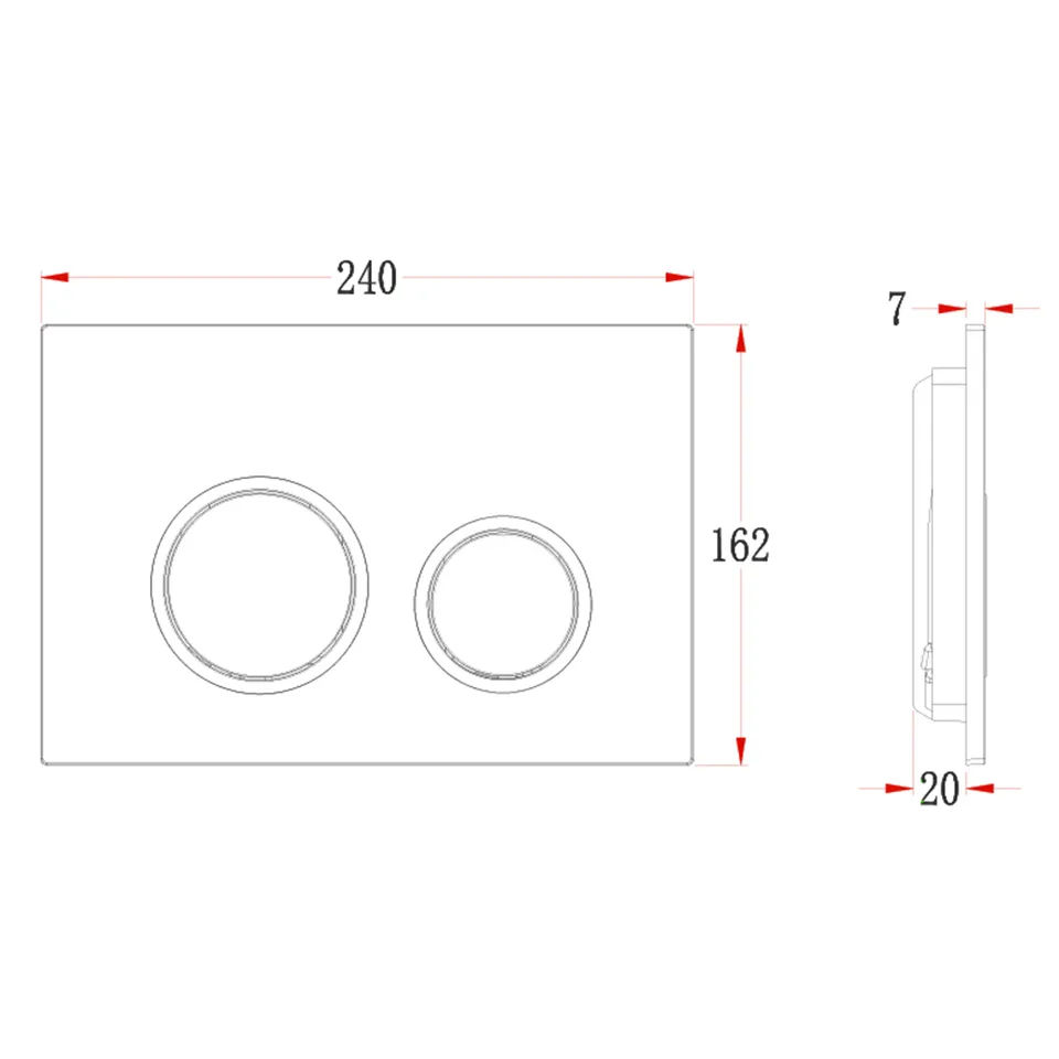 Кнопка смыва Veconi FLUSH V11, FLV11-B, 240х162х7, пластик, чёрный матовый кайма - черный матовый