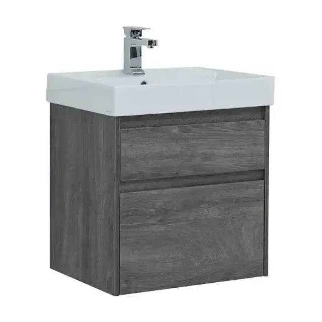 Тумба с раковиной Aquanet Nova Lite 60 дуб рошелье (2 ящика) (раковина Латина 60)