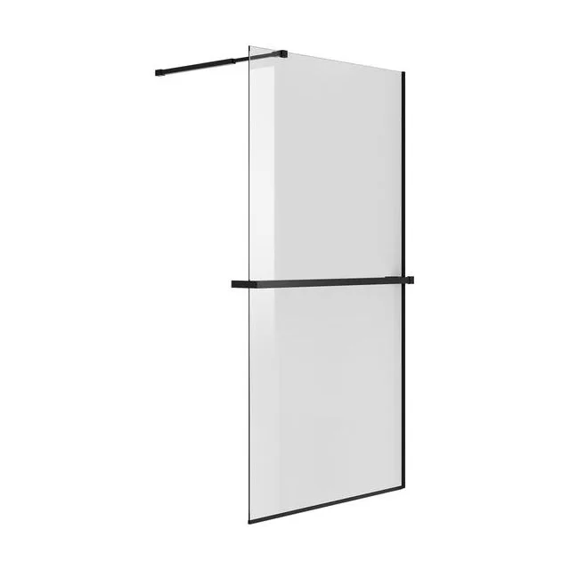 Душевая перегородка Niagara Nova NG-670-10ВLACK (100х195) черный матовый,стекло прозрачное,с полкой