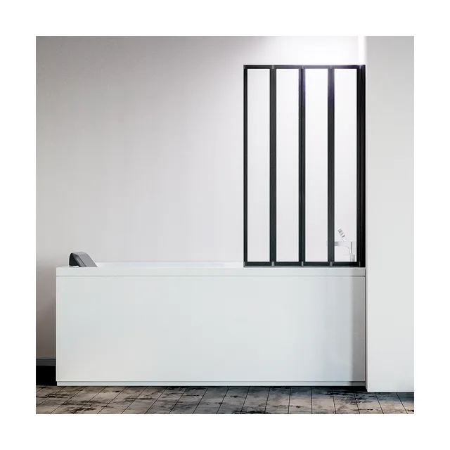 Шторка на ванну Veconi PL74BR-120-01-19C4 120×150 см, профиль чёрный матовый