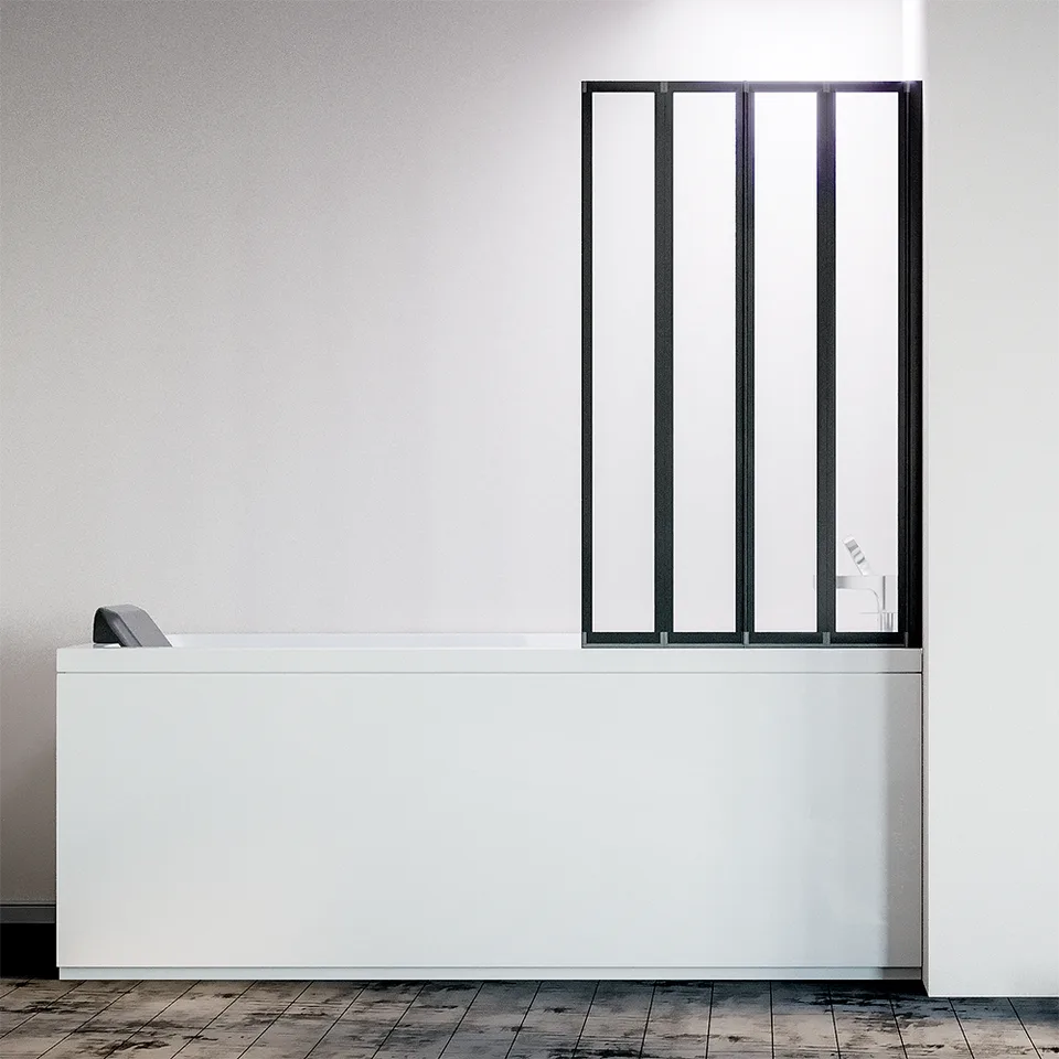 Шторка на ванну Veconi PL74BR-120-01-19C4 120×150 см, профиль чёрный матовый