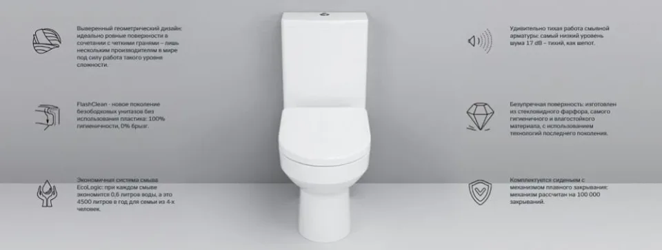 Унитаз-компакт AM.PM Spirit V2.0 37*63,5 безободковый FlashClean