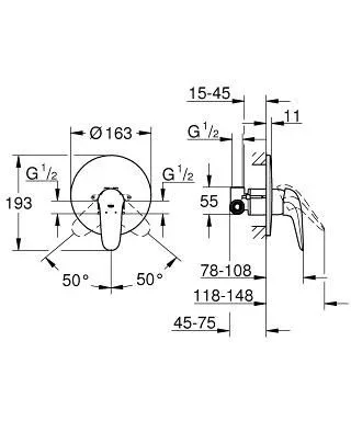 Смеситель Grohe Eurostyle 23725003 для душа скрытый монтаж
