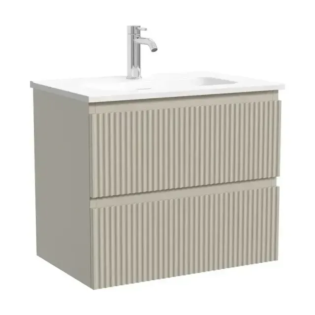 Тумба под раковину Sancos Сноб Р 390 (Snob R 390) SNR60/39CE 60 см подвесная универсальная 2 ящика бежевый матовый (beige soft)
