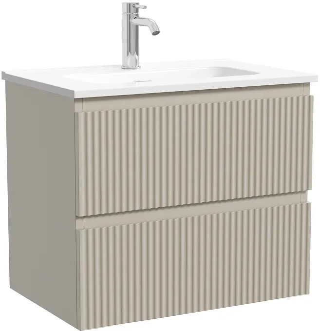 Тумба под раковину Sancos Сноб Р 390 (Snob R 390) SNR60/39CE 60 см подвесная универсальная 2 ящика бежевый матовый (beige soft)