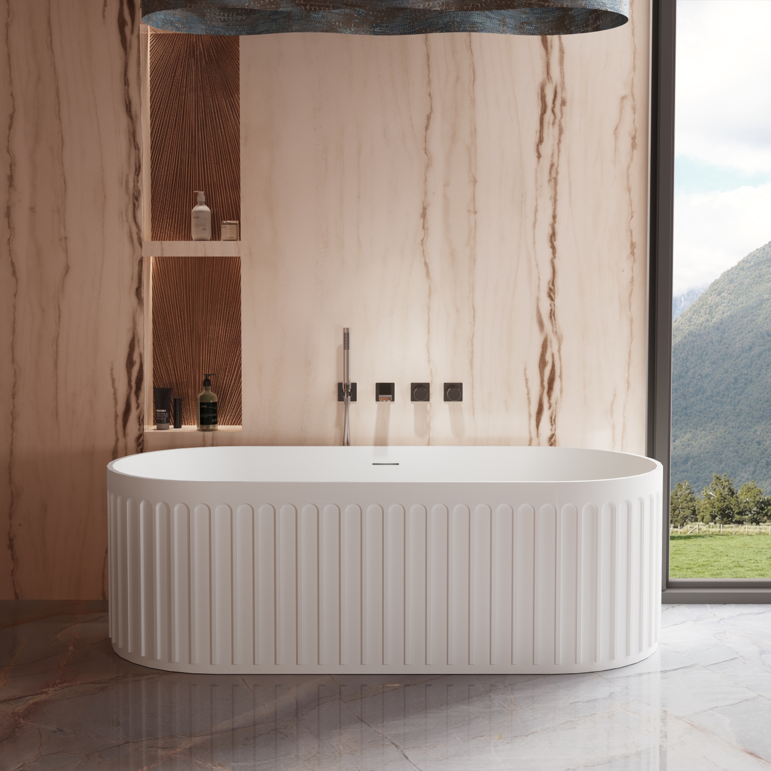 Ванна Vincea Солид Серфейс (Solid Surface) VBT-4S09MW 170x75 отдельностоящая овальная универсальная