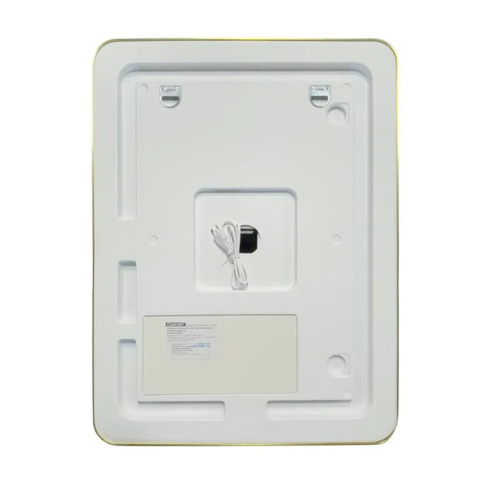 Зеркало Comforty Ситара 60 в алюм. раме, с LED-подсветкой, сенсор, антизапотевание. золото