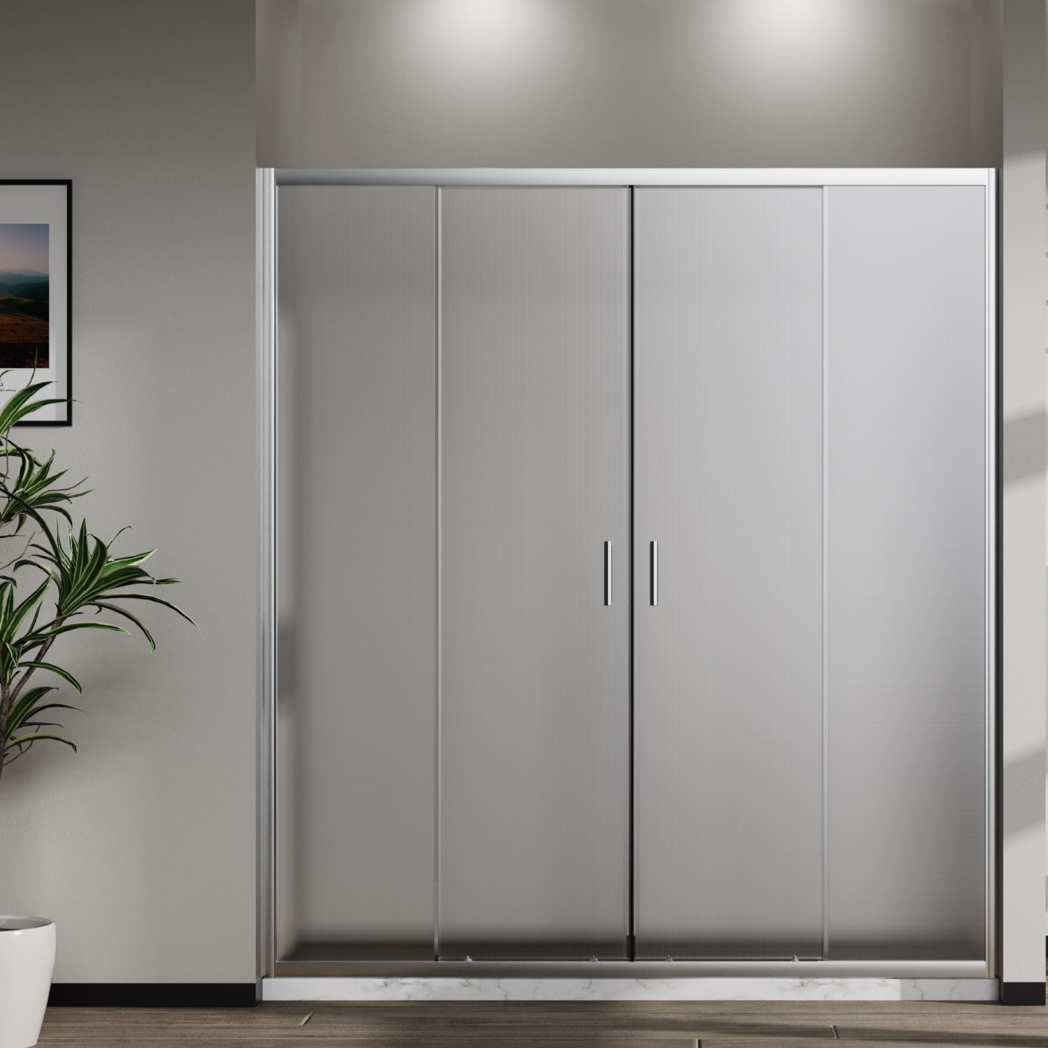 Душевая дверь Vincea Сити (City) VDS-5CT2170MT 170x195 стекло текстурное 5 мм профиль хром