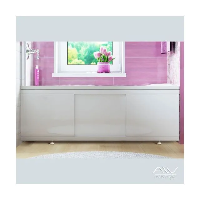 Экран под ванну фронтальный Alavann Crystal 150 см МД-4500-1500-00 раздвижной МДФ белый