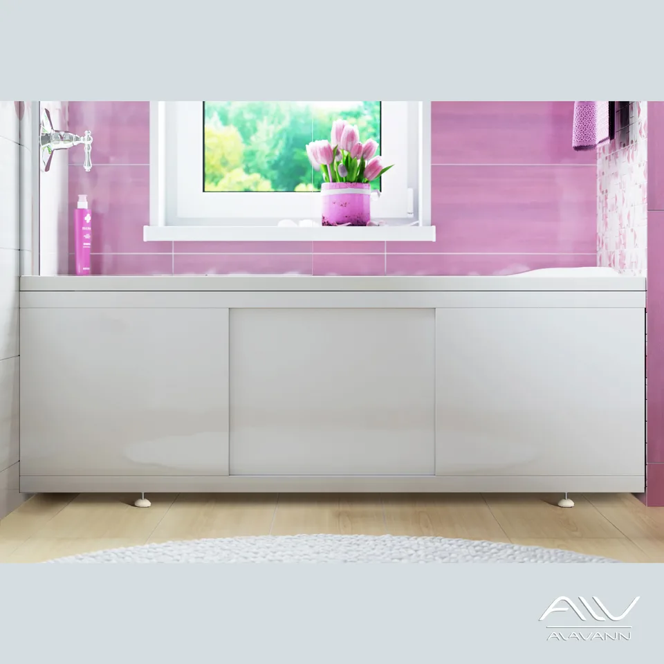 Экран под ванну фронтальный Alavann Crystal 180 см МД-4500-1800-00 раздвижной МДФ белый