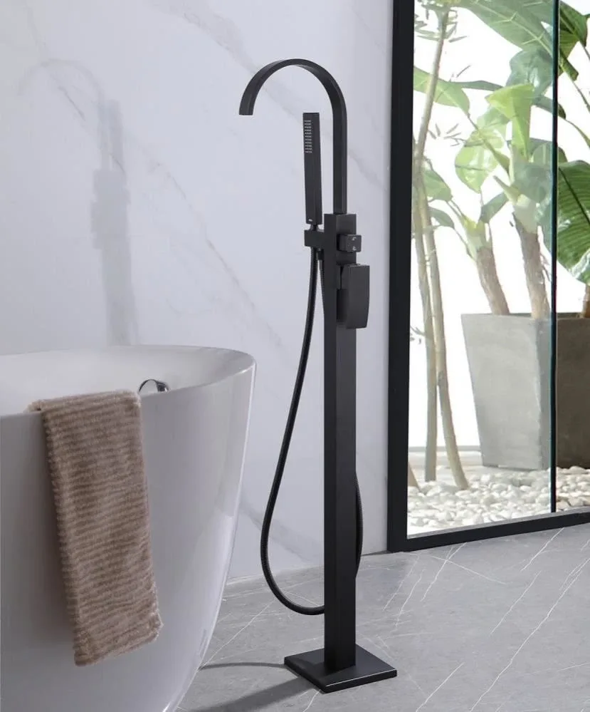 Напольный смеситель ABBER Wasserfall AF8615B черный матовый
