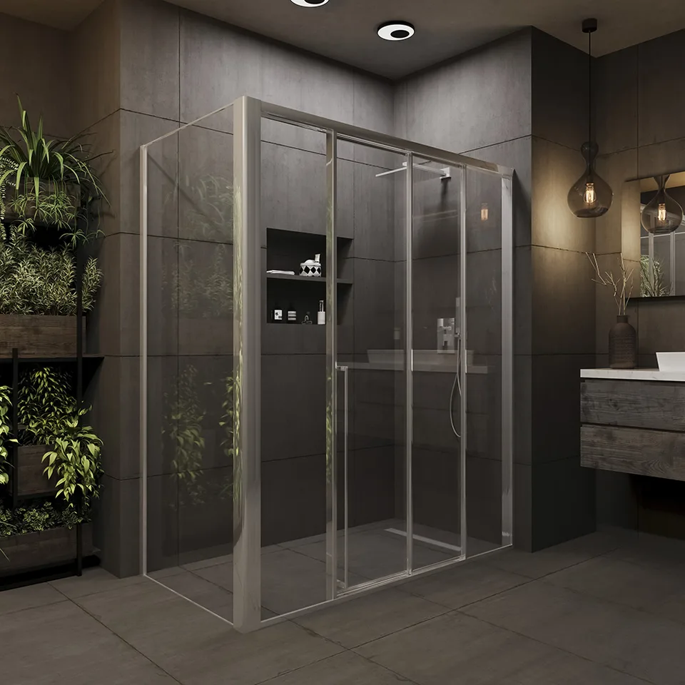 Боковая панель Veconi Premium Prato SP CH, 900x2000, хром, стекло прозрачное