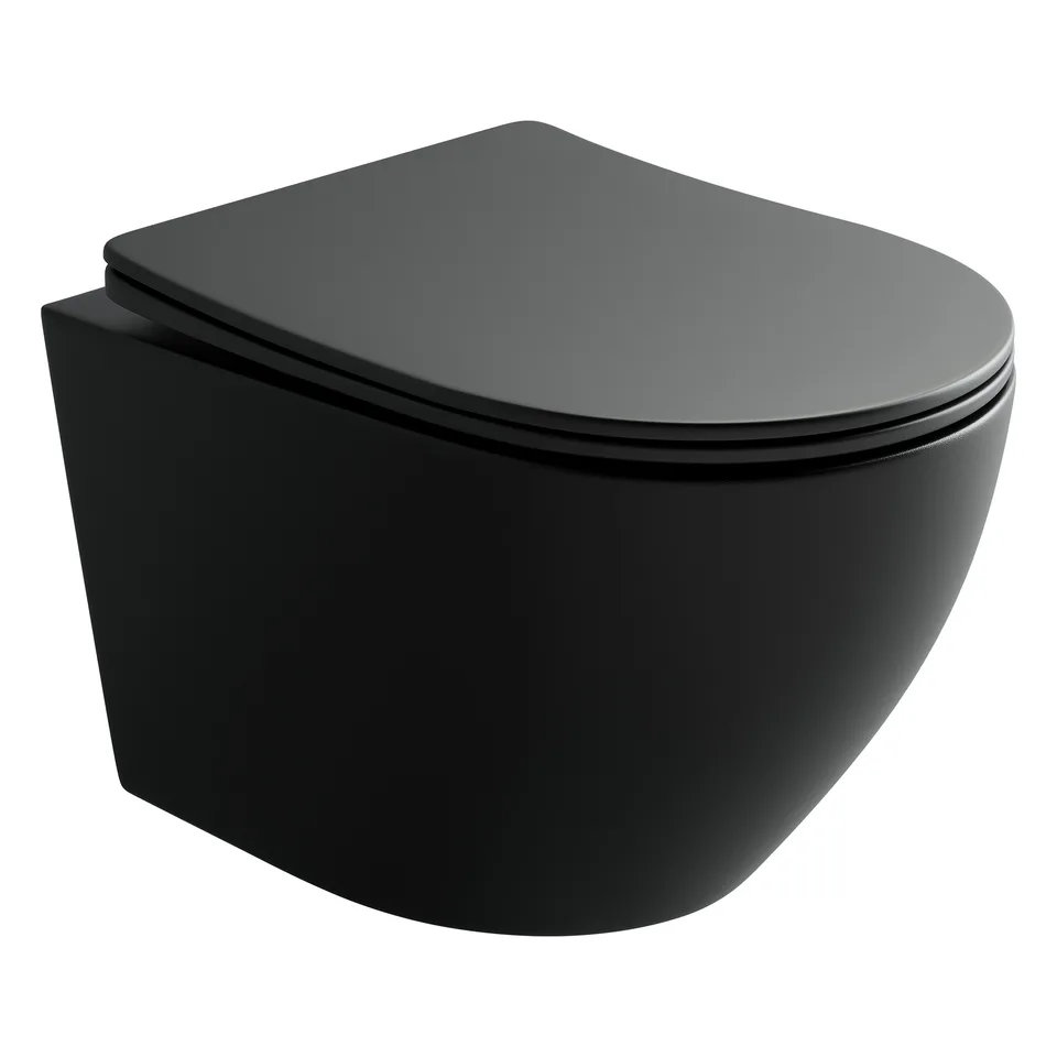 Унитаз подвесной Ceramica Nova Уно (Uno) CN11001MB черный матовый с сиденьем микролифт смыв воронка-водоворот