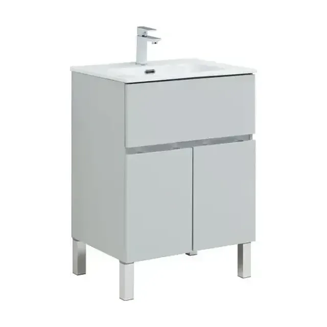 Тумба с раковиной Aquanet Алвита New 60 1 ящик, 2 дверцы, серый