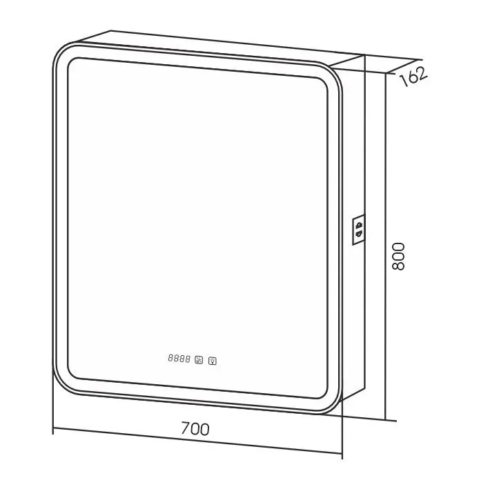 Зеркало-шкаф Silver Mirrors Фиджи 70*80 с Led-подсветкой, часами и антизапотеванием R