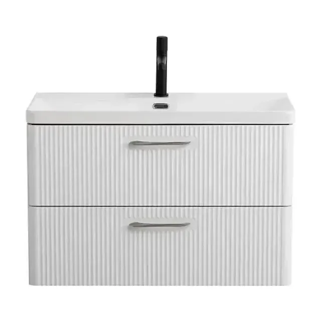 Тумба с раковиной BelBagno Дуэ (Due) 80 Белый металлик