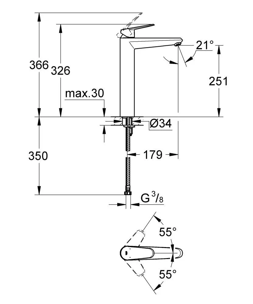 Смеситель Grohe Eurodisc Cosmopolitan 23432000 для раковины
