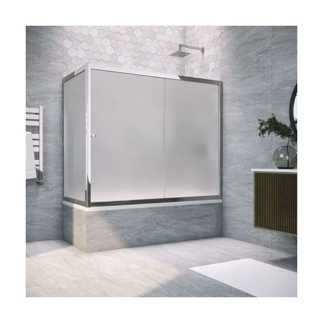 Шторка на ванную ZV+ZVF TUR NOVO 150*90 08 10, профиль глянцевый хром, стекло сатин
