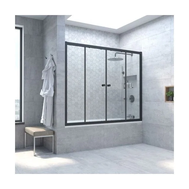 Шторка на ванну Vegas-Glass Z2V NOVO 175×140 см, чёрный матовый, стекло crystalvision