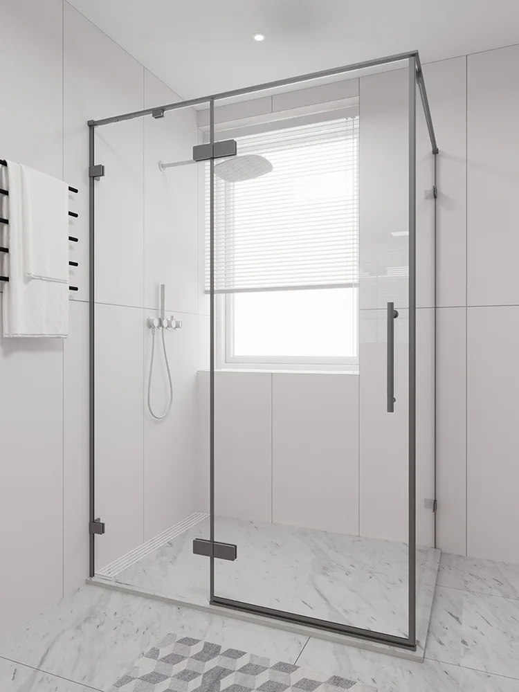 Боковая панель Veconi Premium Alassio SP GR, 1000x2000, брашированный графит, стекло прозрачное осветленное