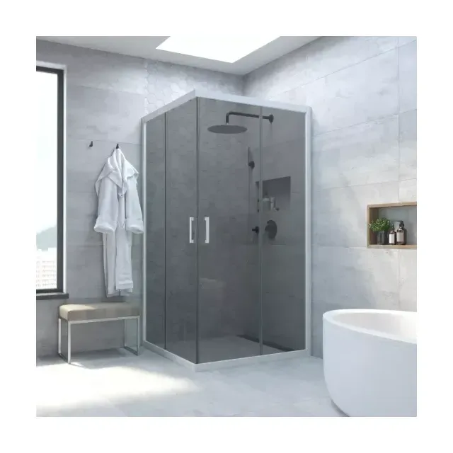 Душевой уголок ZA NOVO h2000 120 01 07, профиль белый, стекло графит