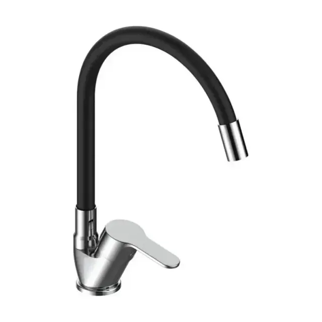 Смеситель Voda Tide TD519B для кухни, гибкий излив, хром/черный