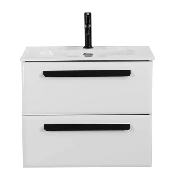 Тумба с раковиной Cezares Эко-Кер (Eco-Cer) 60 белый глянцевый (раковина CZR-8073-60)