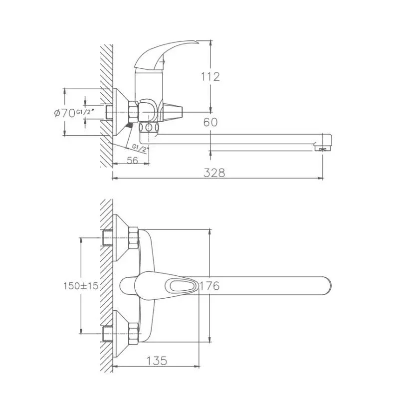 Смеситель Haiba HB2215 универсальный