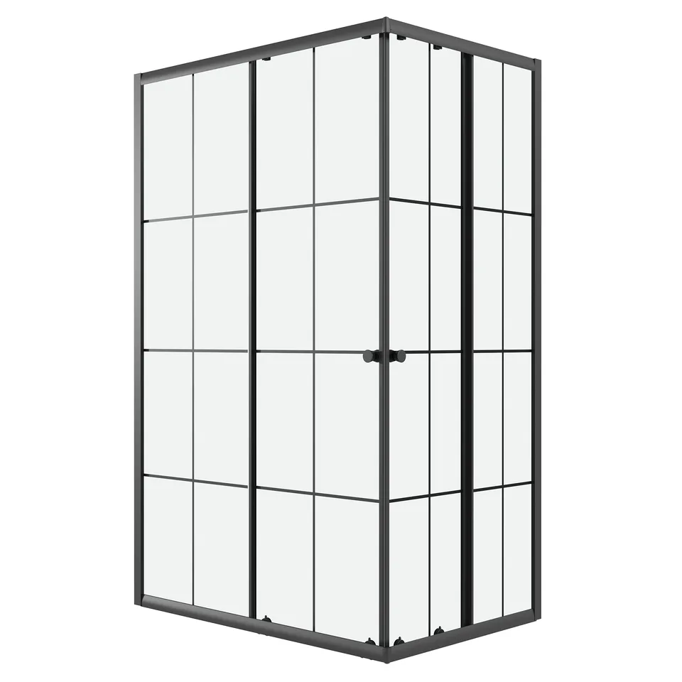 Душевое ограждение Niagara Eco NG-1012-14QKL (120х80х190) прямоугольник,черный,раздвижное,стекло клетка,1 место