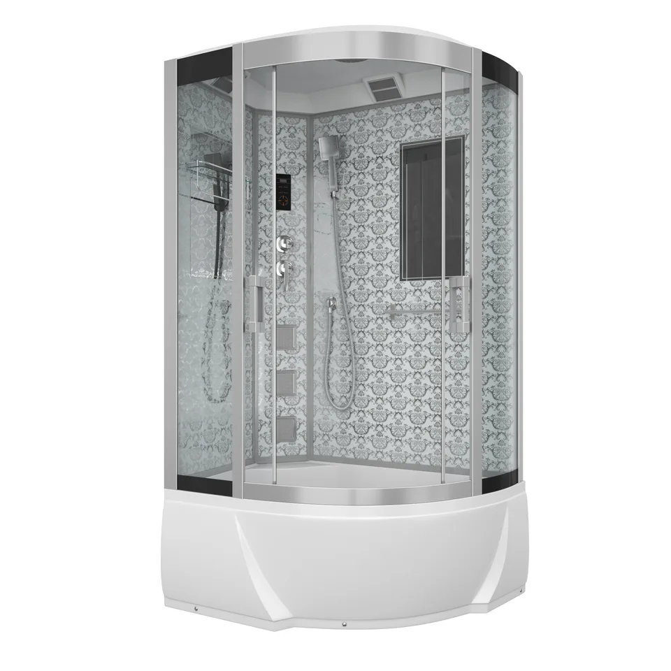 Душевая кабина Niagara Luxe NG-7712WL (80x120х215) высокий поддон(38см),дверь раздвижная,стенки серебро,4 места