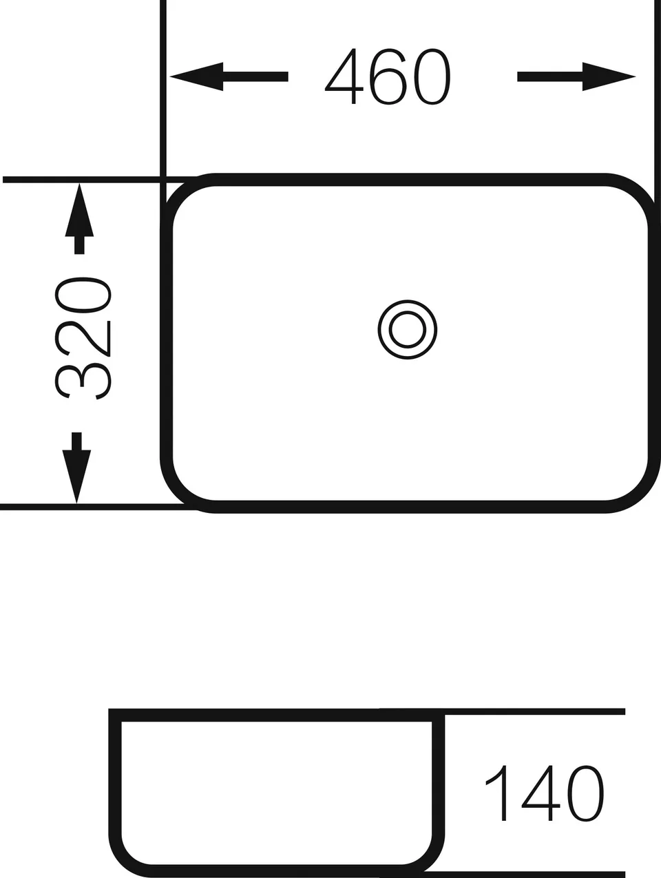 Раковина Grossman GR-4041BW (460х320х140) черная,белая внутри,1 место