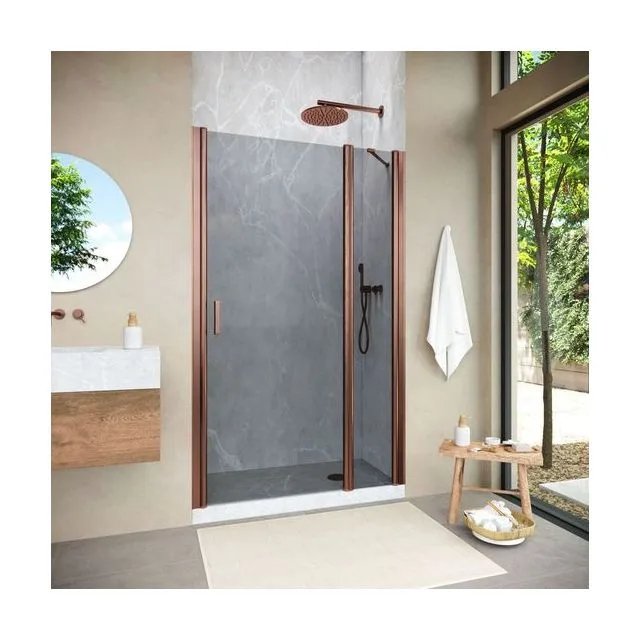 Душевая дверь Vegas-Glass EP-F-1 NOVO 125×200 см, медь брашированная, стекло графит