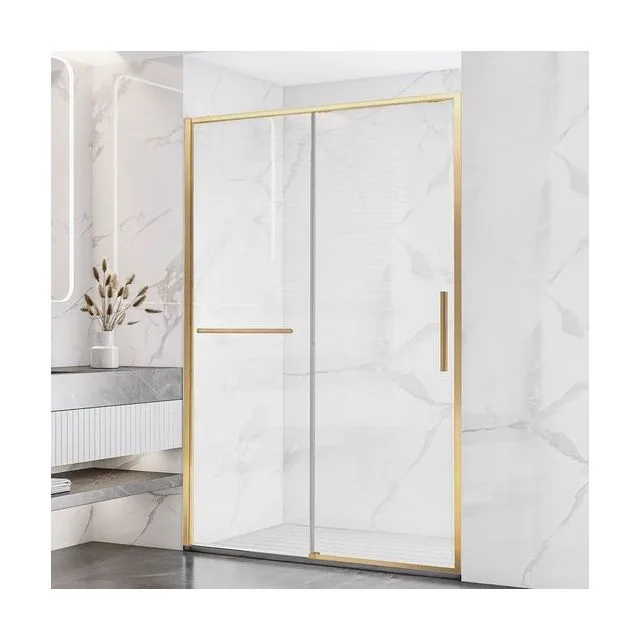 Душевая дверь Vincea Слим Софт (Slim Soft) VDS-1SS130CLG 130х200 стекло прозрачное 6 мм профиль брашированное золото