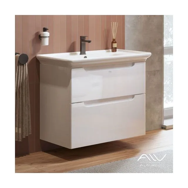 Тумба с раковиной Alavann Berta 85 СТ-5900-0850 белая подвесная