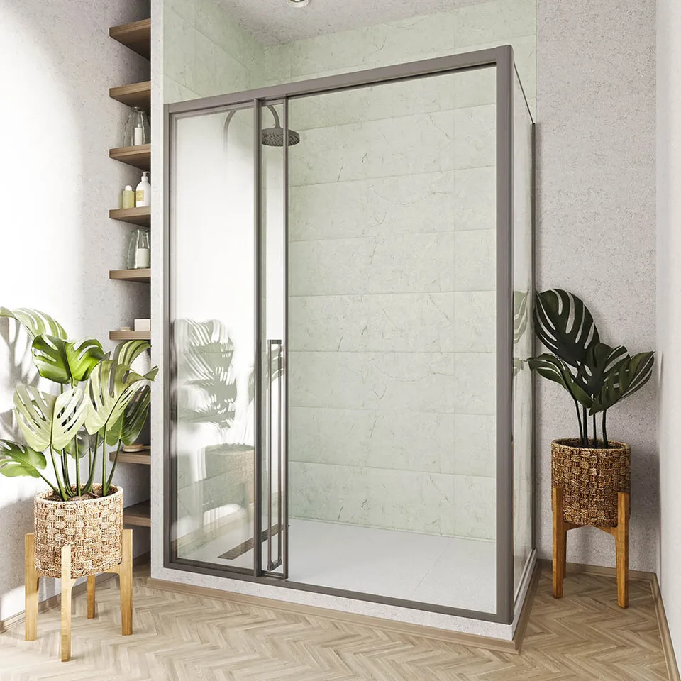 Боковая панель Veconi Premium Prato SP GR, 800x2000, брашированный графит, стекло прозрачное