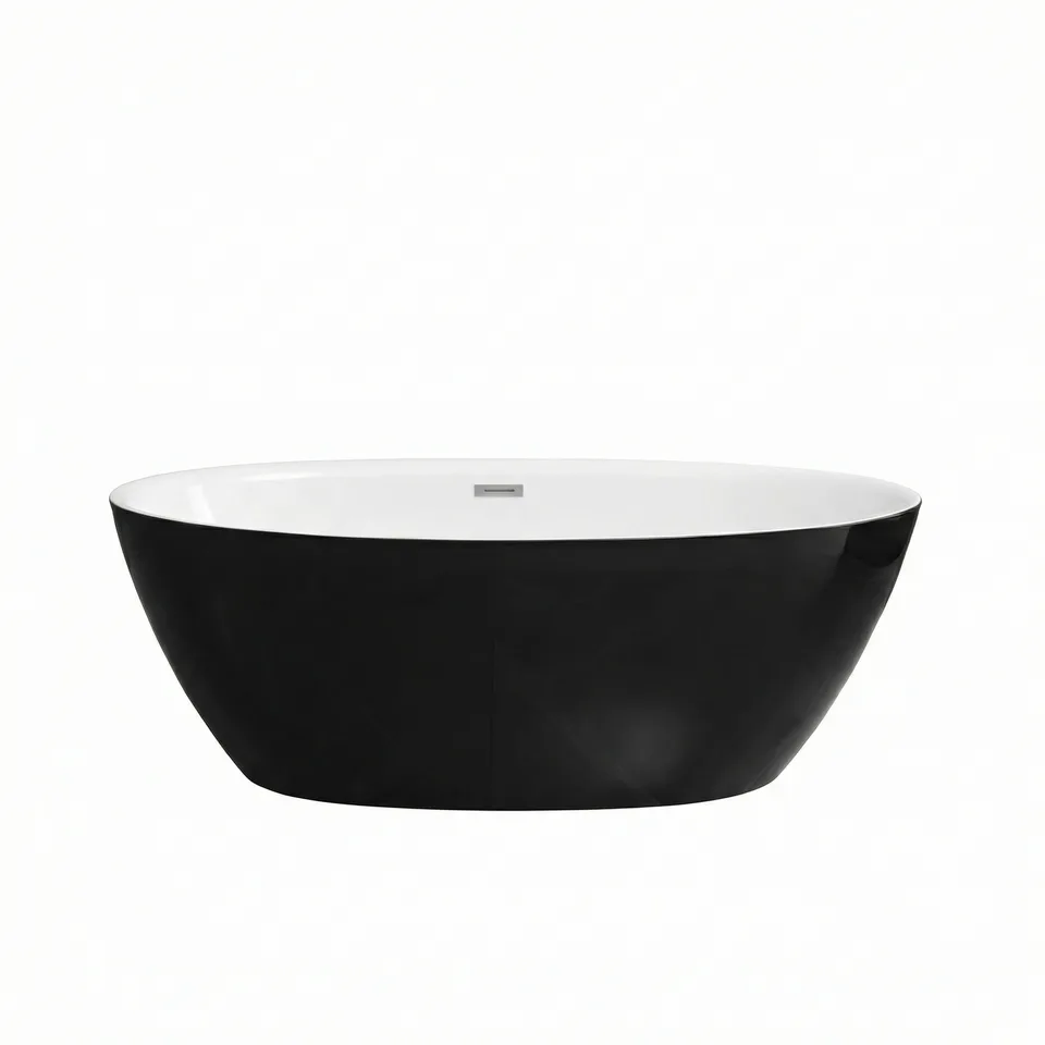 Ванна отдельностоящая Grossman Classic GR-2403MB (150х78х58) цвет черный/белый матовый,1 место