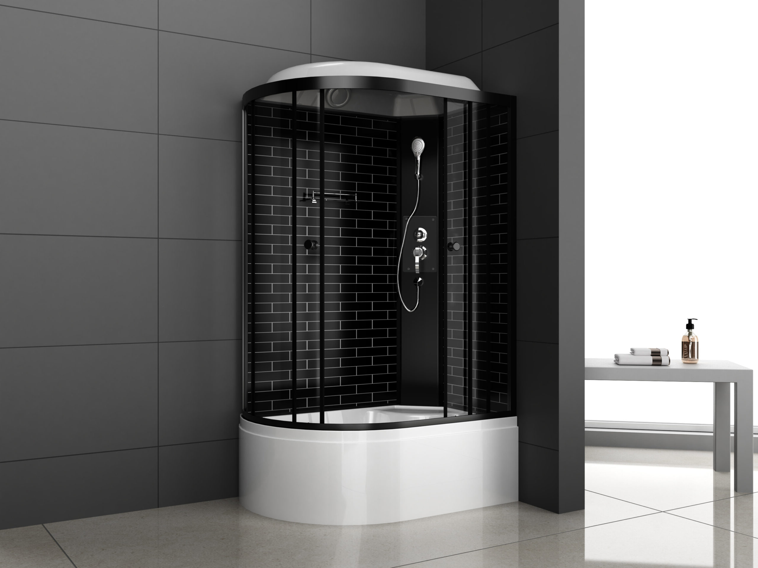 Душевая кабина ODA-5006 L/R черный кирпич 120 x 80 x 215, исполнение R (R)