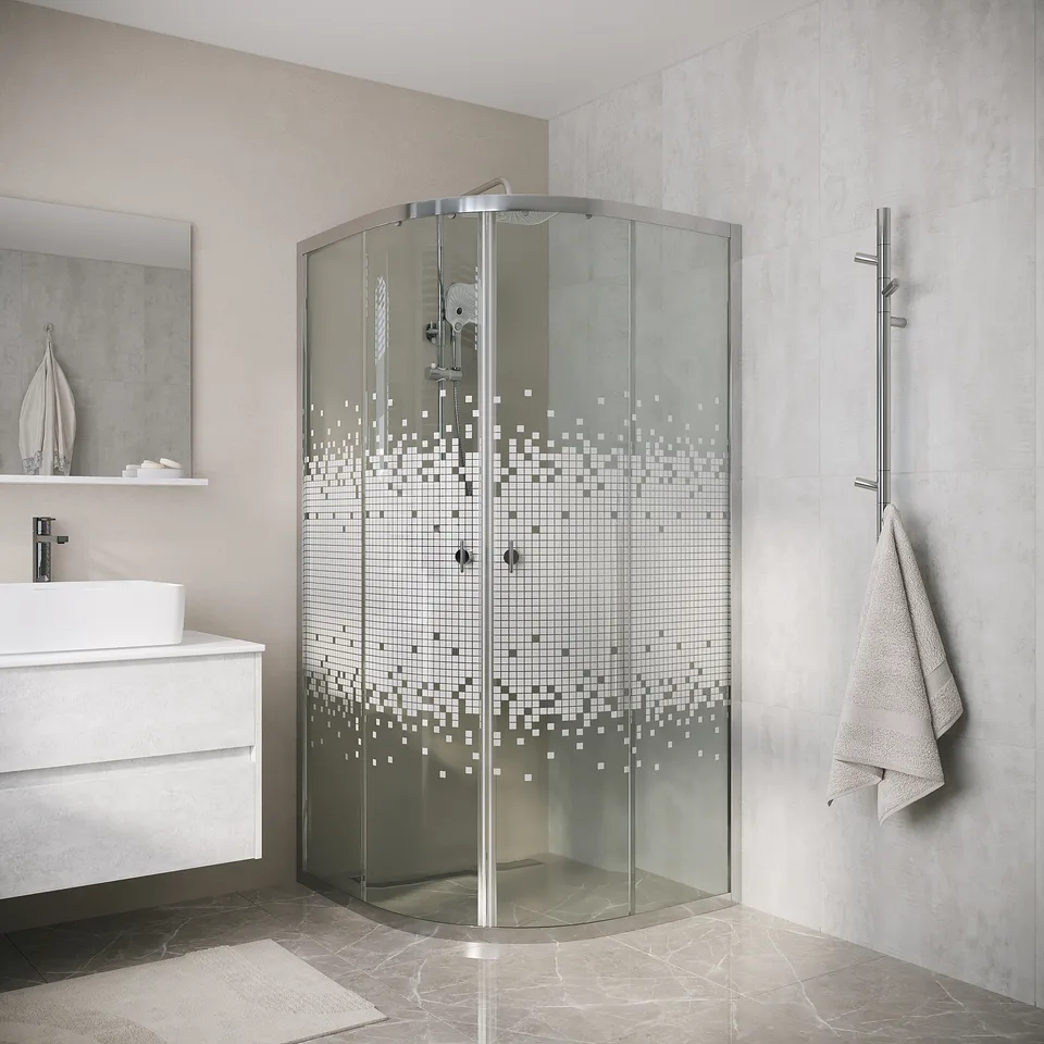 Душевое ограждение Niagara Eco NG-1001-14 (90х90х190) Угловая,раздвижное,хром,стекло мозаика,1 место