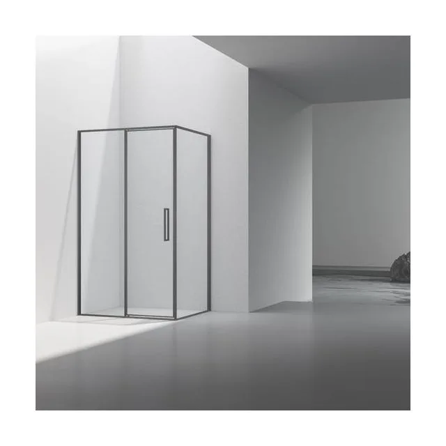 Душевой уголок Vincea Слим 8мм (Slim 8mm) VSR-4SLP9012CLGM 120х90 стекло прозрачное 8 мм профиль вороненая сталь без поддона