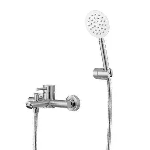 Смеситель Knotlor Течение/StreamLine SS-05 для ванны и душа с душевыми аксессуарами сатин