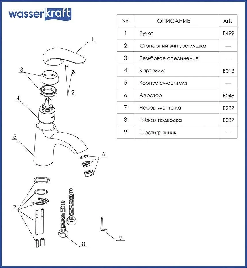 Смеситель WasserKRAFT Rossel 2803 для раковины