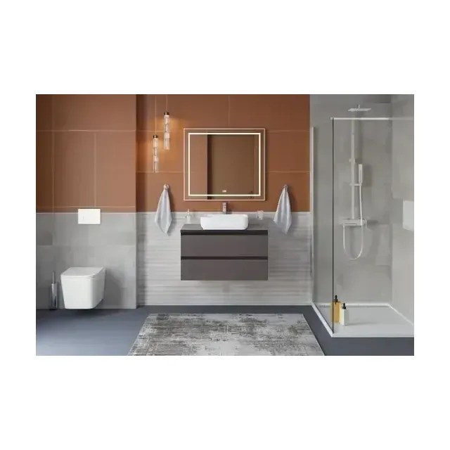 Комплект мебели BelBagno Крафт (Kraft) 80 темно-серый матовый (столешница черный матовый мрамор)