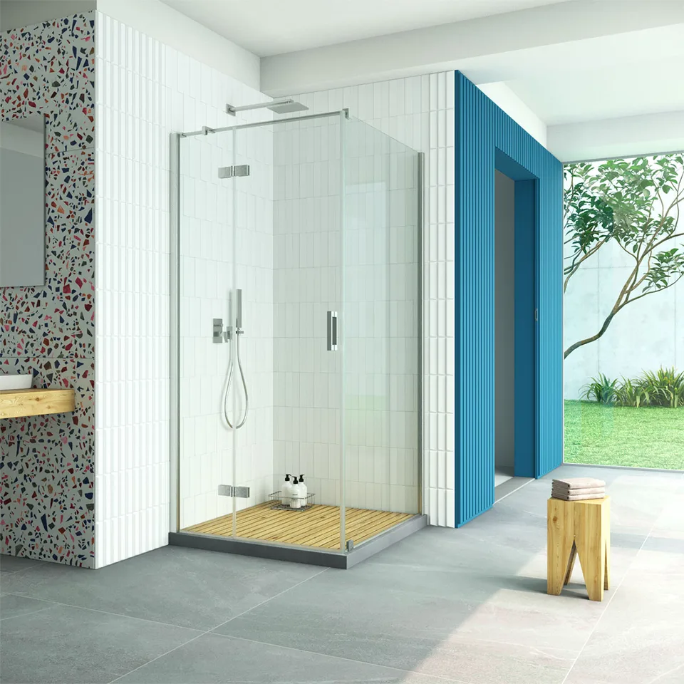 Душевое ограждение Vegas-Glass AFP-Fis Retta 100×100×199.5 см, оружейная сталь, стекло crystalvision