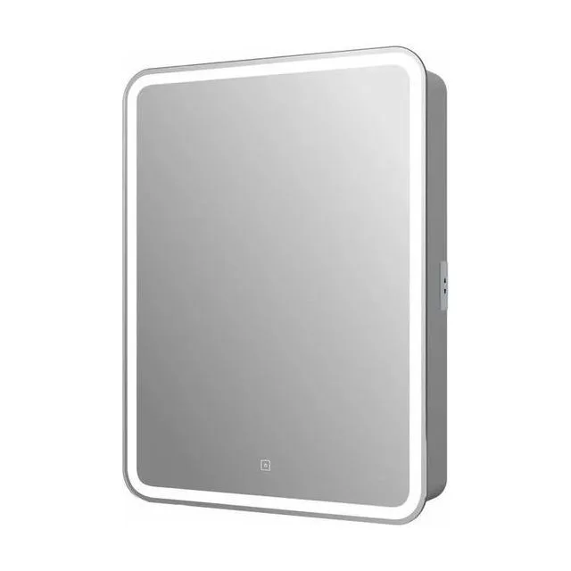 Шкаф-зеркало подвесной, CBled с LED-подсветкой, 55*15*80, асимметричное, с розеткой