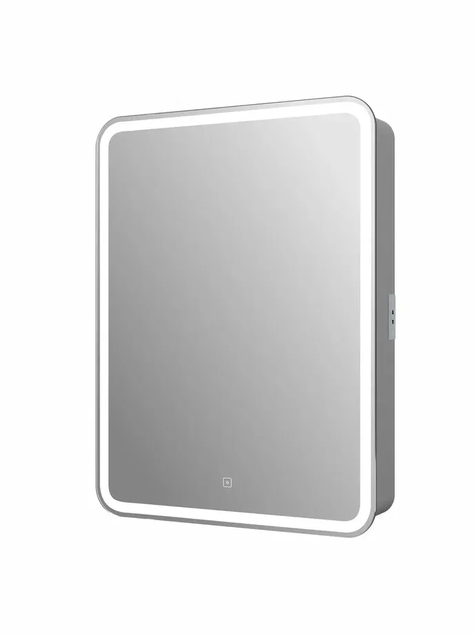 Шкаф-зеркало подвесной, CBled с LED-подсветкой, 55*15*80, асимметричное, с розеткой