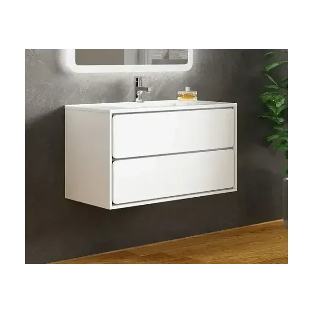 Тумба с раковиной SanVit Бруно-2 90 белый глянец/на выбор, с открытием Push-To-Open