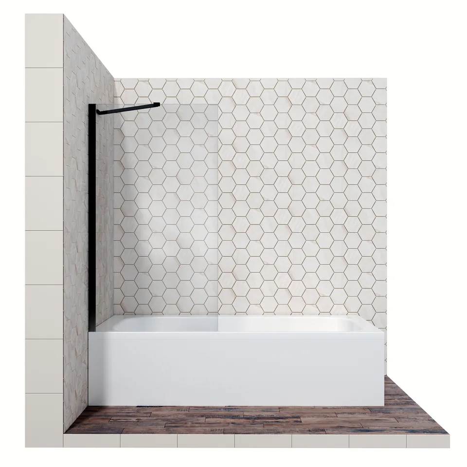 Шторка для ванны Ambassador Bath Screens 16041207 (80х140) черный,стекло прозрачное,неподвижное,1 место