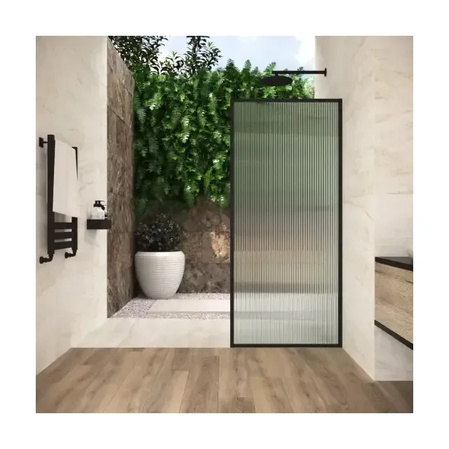 Неподвижная перегородка EAF Frame 80 02М Moru, профиль черный матовый, стекло Moru