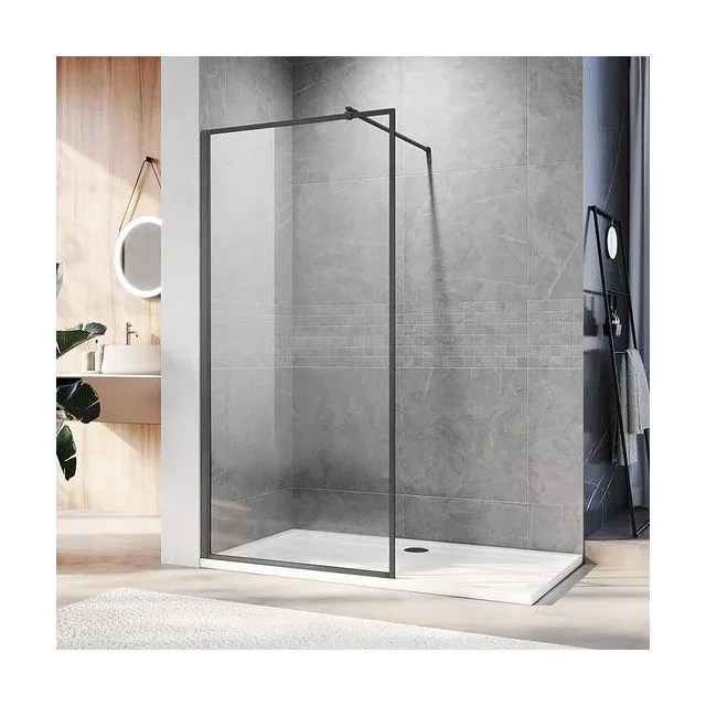 Душевая перегородка Veconi KR-81GR 90×200 см, стекло прозрачное, профиль брашированный графит (KR81GR-90-01-C8)